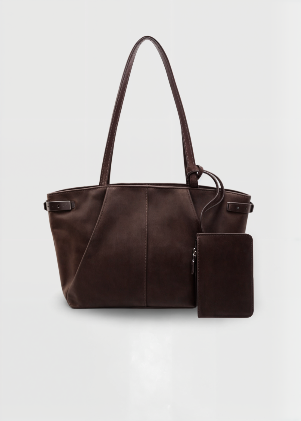 Ladies suede handbag - Large shoulder bag with zipper