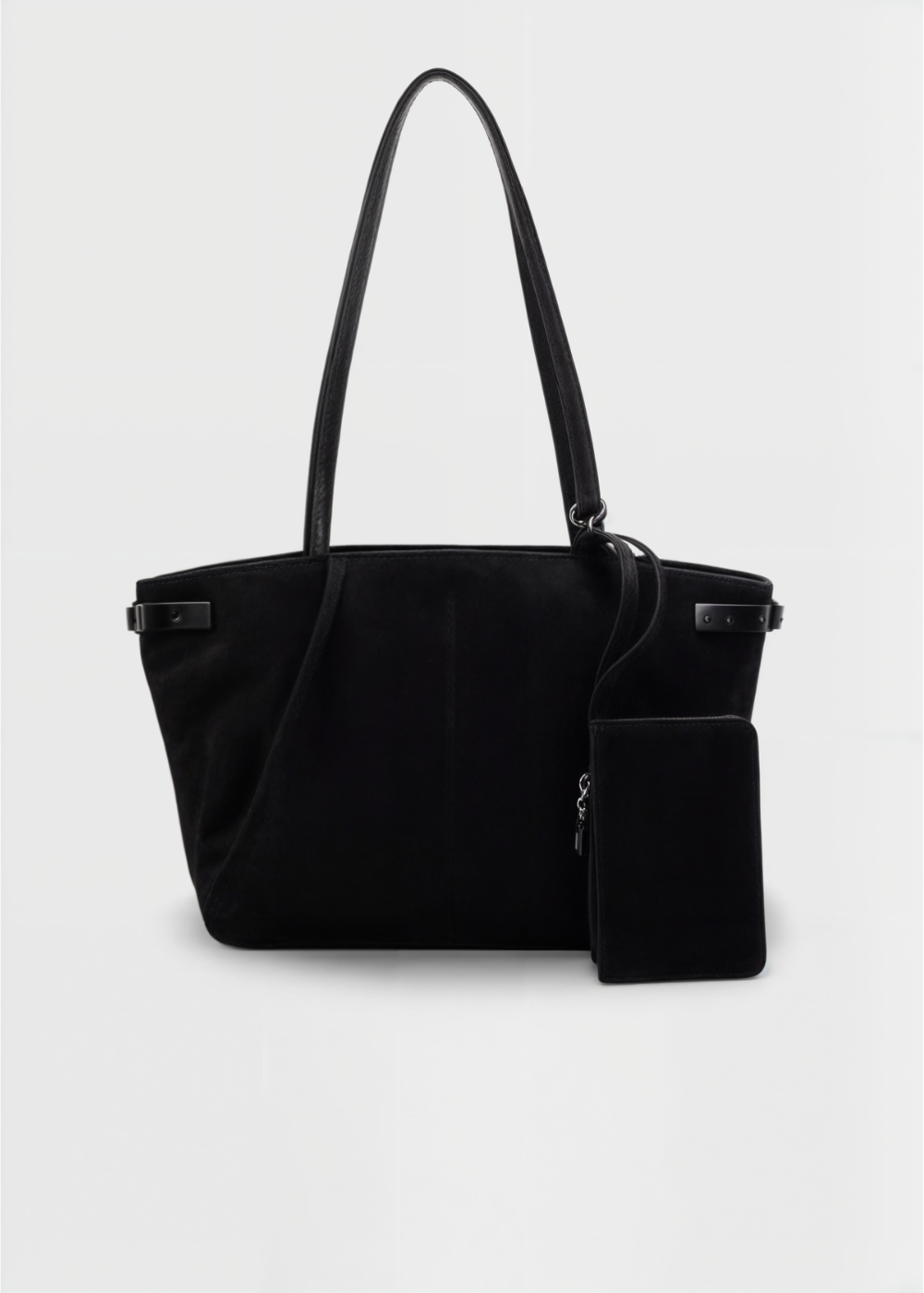 Ladies suede handbag - Large shoulder bag with zipper