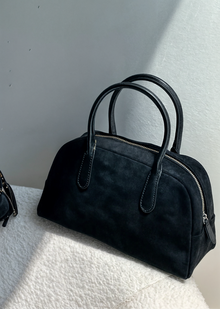 Genuine suede handbag ladies - Small shoulder bag with zipper