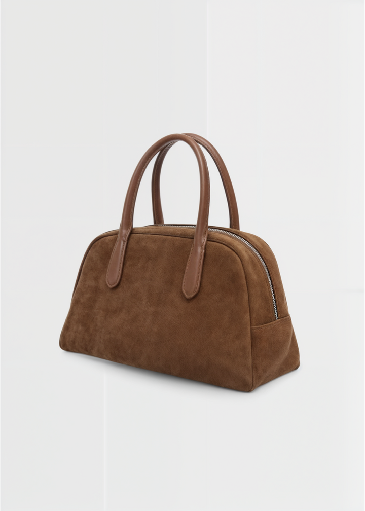 Genuine suede handbag ladies - Small shoulder bag with zipper