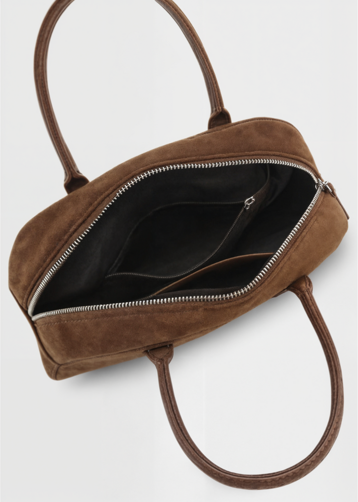 Genuine suede handbag ladies - Small shoulder bag with zipper