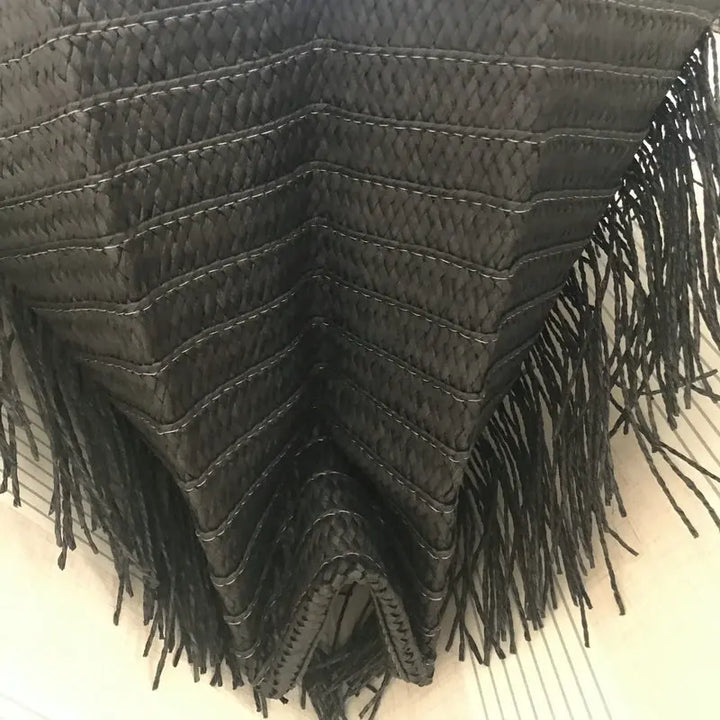 Handmade Straw Beach Bag with Tassels – Large Boho Tote