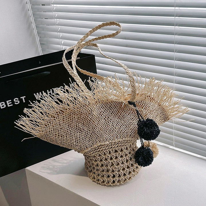 Large Straw Beach Tote Bag – Handwoven Summer Shopper