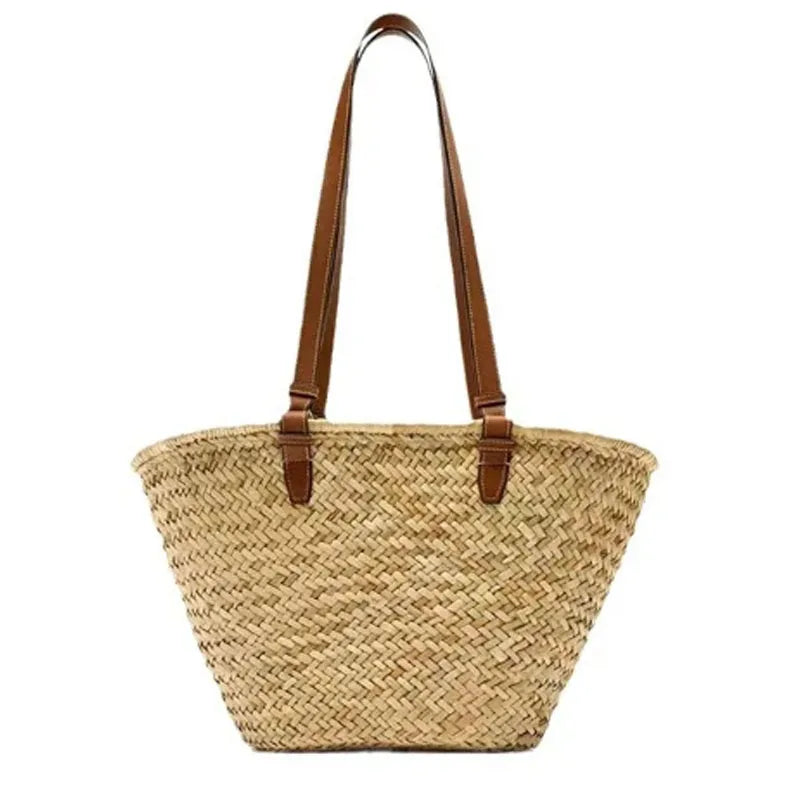 Luxury Straw Beach Tote Bag – Large Woven Shopper – Summer 2025