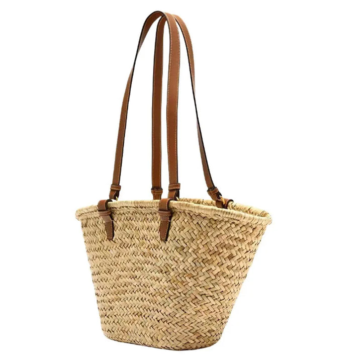 Luxury Straw Beach Tote Bag – Large Woven Shopper – Summer 2025