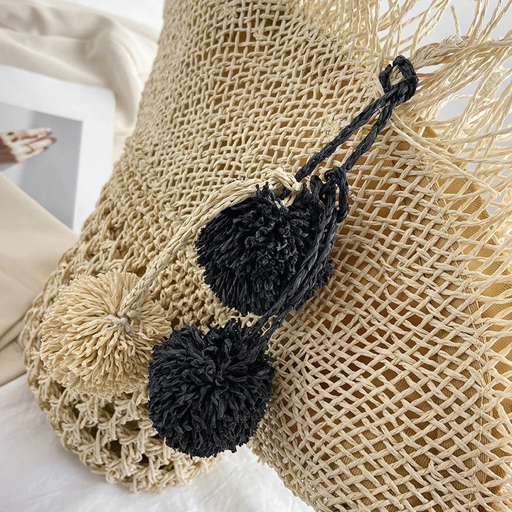 Large Straw Beach Tote Bag – Handwoven Summer Shopper