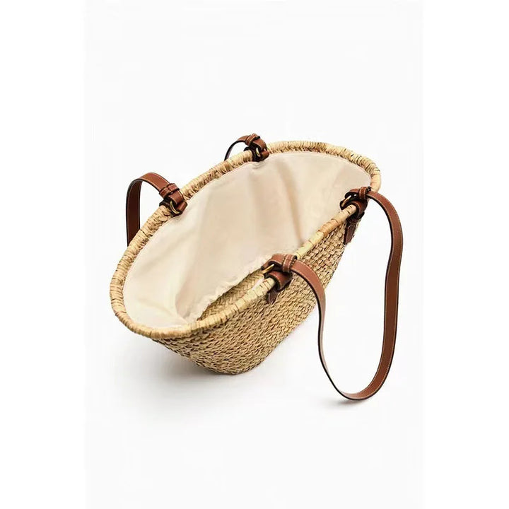 Luxury Straw Beach Tote Bag – Large Woven Shopper – Summer 2025
