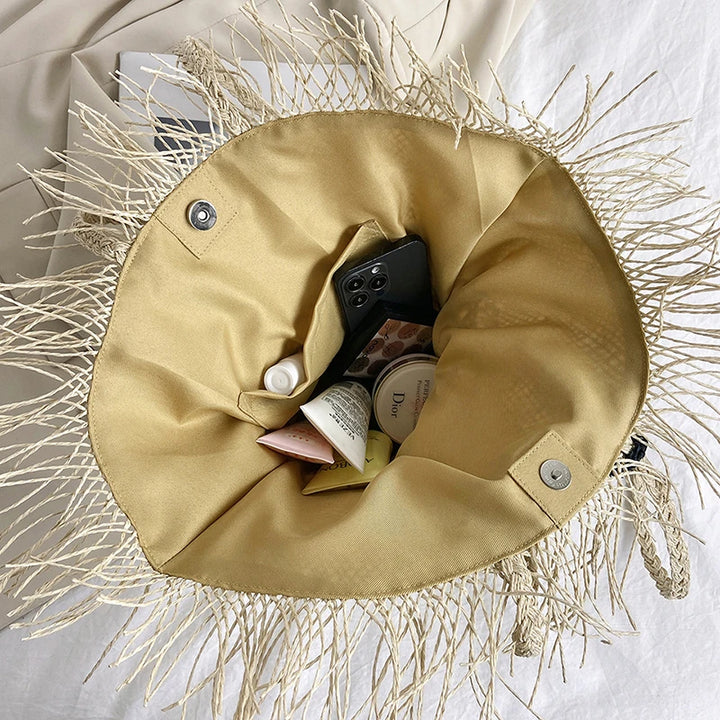 Large Straw Beach Tote Bag – Handwoven Summer Shopper