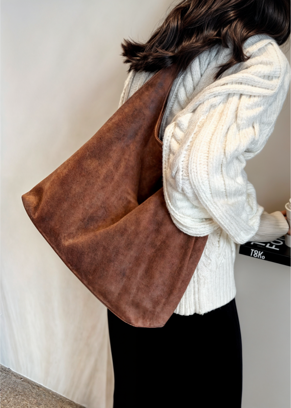 Women's Suede Handbag – Shoulder Bag with Buckle