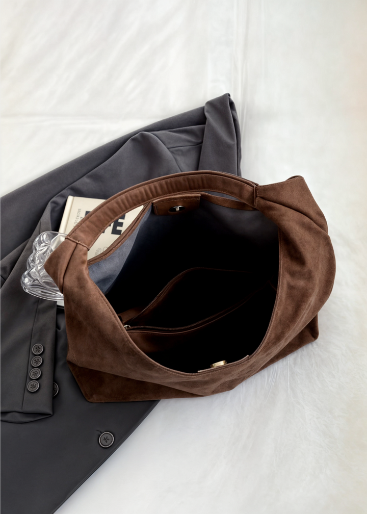 Women's Suede Handbag – Shoulder Bag with Buckle